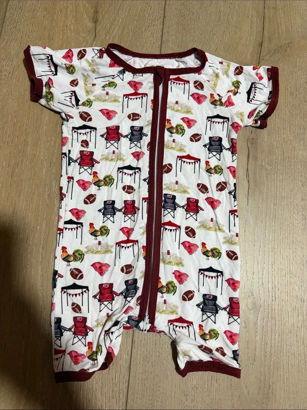 Bamboo shortie|South Carolina Gamecocks football print|12-18M